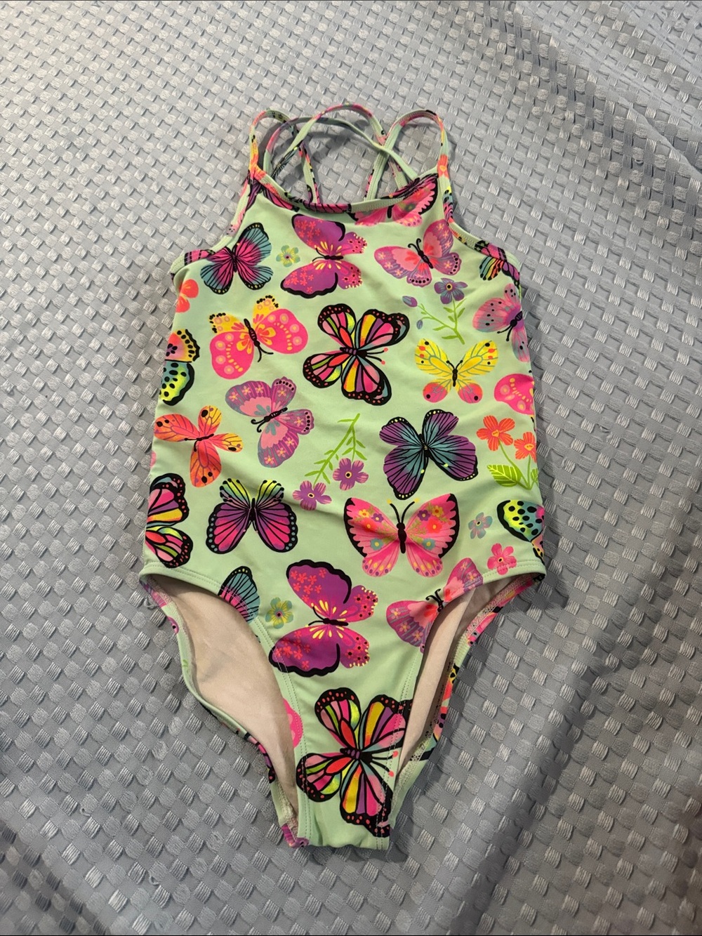 Place Mint Green One-Piece Swimsuit with Multicolor Butterfly Print